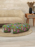 Rajasthani Handmade Hand Block Print Cotton Bolster Cover , Green Jaal (2 Pcs)