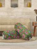 Rajasthani Handmade Hand Block Print Cotton Bolster Cover , Green Jaal (2 Pcs)