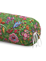 Rajasthani Handmade Hand Block Print Cotton Bolster Cover , Green Jaal (2 Pcs)