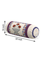 Rajasthani Handmade Hand Block Print Cotton Bolster Cover , Maroon Star (2 Pcs)