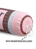 Rajasthani Handmade Hand Block Print Cotton Bolster Cover , Pink Camel (2 Pcs)