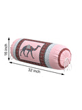 Rajasthani Handmade Hand Block Print Cotton Bolster Cover , Pink Camel (2 Pcs)