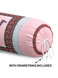 Rajasthani Handmade Hand Block Print Cotton Bolster Cover , Pink Camel (2 Pcs)