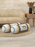 Rajasthani Handmade Hand Block Print Cotton Bolster Cover , Yellow Camel (2 Pcs)