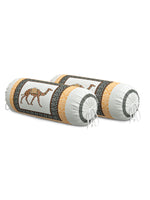Rajasthani Handmade Hand Block Print Cotton Bolster Cover , Yellow Camel (2 Pcs)