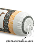 Rajasthani Handmade Hand Block Print Cotton Bolster Cover , Yellow Camel (2 Pcs)