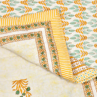 Cotton Single Size Quilt/ Rajai Hand Block Print for Light Winters (150x225 cm) (Brown Leaf)