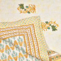 Cotton Single Size Quilt/ Rajai Hand Block Print for Light Winters (150x225 cm) (Brown Leaf)