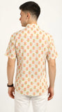 Cotton Hand Block Print Half Sleeves Summer Shirt for Men Pink Buti