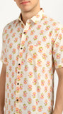 Cotton Hand Block Print Half Sleeves Summer Shirt for Men Pink Buti