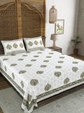 BLOCKS OF INDIA Hand Block Printed Cotton Super King Size Bedsheet(245 X 270 CM) (Color 11)