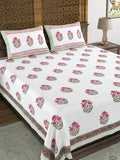 BLOCKS OF INDIA Hand Block Printed Cotton Super King Size Bedsheet(245 X 270 CM) (Color 13)
