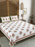 BLOCKS OF INDIA Hand Block Printed Cotton Super King Size Bedsheet(245 X 270 CM) (Color 14)
