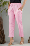 Women Cotton Pant Trouser Regular Fit with Two Pocket for Office School Formal Casual Daily Use Pink Pant