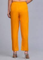 Women Cotton Pant Trouser Regular Fit with Two Pocket for Office School Formal Casual Daily Use Dark Yellow Pant