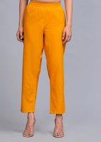 Women Cotton Pant Trouser Regular Fit with Two Pocket for Office School Formal Casual Daily Use Dark Yellow Pant