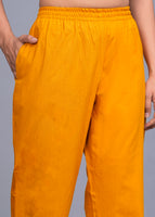 Women Cotton Pant Trouser Regular Fit with Two Pocket for Office School Formal Casual Daily Use Dark Yellow Pant
