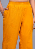 Women Cotton Pant Trouser Regular Fit with Two Pocket for Office School Formal Casual Daily Use Dark Yellow Pant