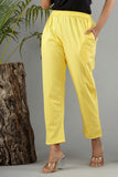 Women Cotton Pant Trouser Regular Fit with Two Pocket for Office School Formal Casual Daily Use Yellow Pant