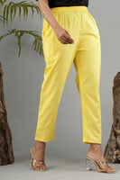 Women Cotton Pant Trouser Regular Fit with Two Pocket for Office School Formal Casual Daily Use Yellow Pant