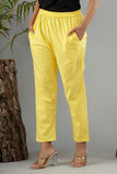 Women Cotton Pant Trouser Regular Fit with Two Pocket for Office School Formal Casual Daily Use Yellow Pant
