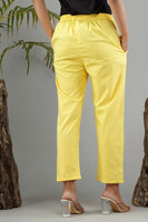 Women Cotton Pant Trouser Regular Fit with Two Pocket for Office School Formal Casual Daily Use Yellow Pant