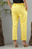 Women Cotton Pant Trouser Regular Fit with Two Pocket for Office School Formal Casual Daily Use Yellow Pant