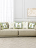 Rajasthani Handmade Hand Block Print Cotton Cushion Cover , Green Rose (5 Pcs)