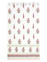 BLOCKS OF INDIA Hand Block Printed Cotton Daylight Curtain with Eyelets(Set of 2 Curtains) (Flower 214 cm / Door)