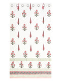 BLOCKS OF INDIA Hand Block Printed Cotton Daylight Curtain with Eyelets(Set of 2 Curtains) (Flower 214 cm / Door)