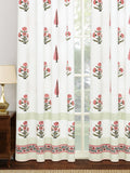 BLOCKS OF INDIA Hand Block Printed Cotton Daylight Curtain with Eyelets(Set of 2 Curtains) (Flower 214 cm / Door)
