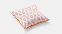 Rajasthani Handmade Hand Block Print Cotton Cushion Cover, Orange Buti ( 5Pcs )