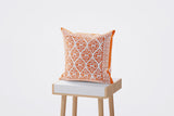 Rajasthani Handmade Hand Block Print Cotton Cushion Cover, Orange Buti ( 5Pcs )