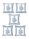 Rajasthani Handmade Hand Block Print Cotton Cushion Cover , Grey Rose (5 Pcs)