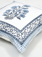 Rajasthani Handmade Hand Block Print Cotton Cushion Cover , Grey Rose (5 Pcs)