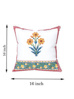 Rajasthani Handmade Hand Block Print Cotton Cushion Cover , Red Yellow Motifs (5 Pcs)