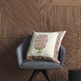 Hand Block Printed Cotton Linen Cushion Cover (40 x 40 cm) DYE PINK BUTA