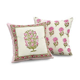 Hand Block Printed Cotton Linen Cushion Cover (40 x 40 cm) DYE PINK BUTA