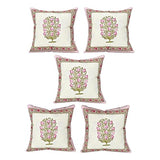 Hand Block Printed Cotton Linen Cushion Cover (40 x 40 cm) DYE PINK BUTA