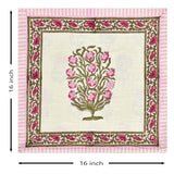 Hand Block Printed Cotton Linen Cushion Cover (40 x 40 cm) DYE PINK BUTA