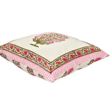 Hand Block Printed Cotton Linen Cushion Cover (40 x 40 cm) DYE PINK BUTA