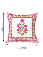 Rajasthani Handmade Hand Block Print Cotton Cushion Cover , Gulabi Rose (5 Pcs)