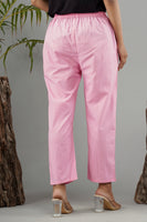 Women Cotton Pant Trouser Regular Fit with Two Pocket for Office School Formal Casual Daily Use Pink Pant