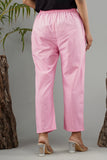 Women Cotton Pant Trouser Regular Fit with Two Pocket for Office School Formal Casual Daily Use Pink Pant
