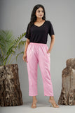 Women Cotton Pant Trouser Regular Fit with Two Pocket for Office School Formal Casual Daily Use Pink Pant