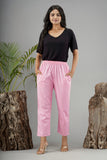 Women Cotton Pant Trouser Regular Fit with Two Pocket for Office School Formal Casual Daily Use Pink Pant