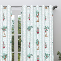 BLOCKS OF INDIA Hand Block Printed Cotton Daylight Curtain with Eyelets(Set of 2 Curtains) (Flower 214 cm / Door)