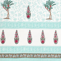 BLOCKS OF INDIA Hand Block Printed Cotton Daylight Curtain with Eyelets(Set of 2 Curtains) (Flower 214 cm / Door)