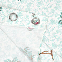 BLOCKS OF INDIA Hand Block Printed Cotton Daylight Curtain with Eyelets(Set of 2 Curtains) (Flower 214 cm / Door)