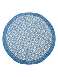 BLOCKS OF INDIA Cotton Hand Block Printed 180 Cm Round Table Cloth (Blue Jaal)